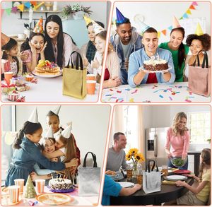 Sacs cadeaux réutilisables brillants en non-tissé avec poignées, sacs de shopping tendance irisés pour fêtes, mariages et anniversaires - Product Image 6