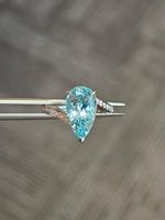 Bague en aquamarine naturelle Santa Maria 4,6 ct, forme poire, bleu vif, or 18 carats, diamant, certifiée GUILD, bijoux fins, vente en gros