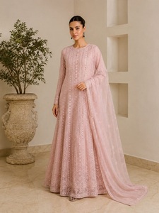 Georgette Anarkali <b>Suit</b> Set with <b>Chikankari</b> and Aari Work Stitched Ethnic Outfit for Women Designer Party Wear Wedding Festive - Product Image 2