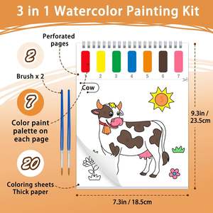 Kit di Pittura ad Acquerello Senza Disordine a Tema Fattoria per Bambini 1-3 Anni, 10 Fogli Stampati Digitalmente, Regalo Artistico - Product Image 4