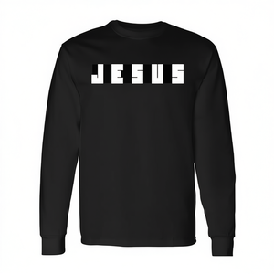 <b>Jesus</b> Abstract Religious Christian Long Sleeve T-<b>Shirt</b> Premium Black - Product Image 2