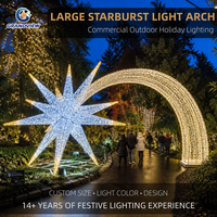 Arche lumineuse 3D géante personnalisée en forme d'étoile pour la rue, motif festif, éclairage extérieur IP65, tunnel lumineux pour projets de parcs urbains