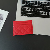Dompet Kartu Mini Wanita Bahan Kulit PU Desain Quilted Mewah Modis Untuk Kartu Kredit, ID, Kantong Koin, Hadiah, Custom, Baru