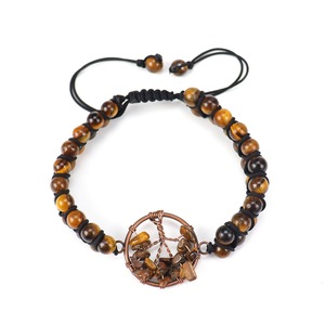 Perles de cristal en pierre naturelle tissée Arbre de vie Bracelets de pierres précieuses Bijoux Améthyste 7chakra Guérison Bracelets réglables - Product Image 6