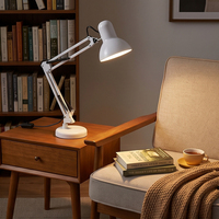 Lampe de bureau d'architecte à bras articulé noir et blanc avec base à pince, lampe de lecture réglable pour la maison, le bureau et l'étude