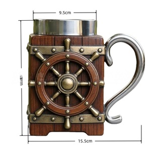Boccale da Birra Vintage a Forma di Timone Nautico MAA101, Decorazione Artigianale per Bar Domestico, <span class=keywords><strong>Regalo</strong></span> Unico per Appassionati di Vela - Product Image 2