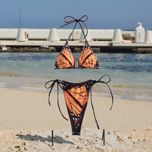 Nuevo Conjunto de Bikini de Dos Piezas con Tirantes Finos y Corte Modesto 2025, de Spandex/Poliéster de Secado Rápido, con Tanga en V, Marca Privada - Product Image 1