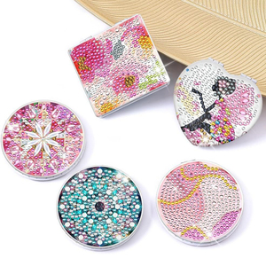 Design personalizzato 5d Diamond Painting Mini specchio per il trucco tascabile doppio lato in cristallo - Product Image 1