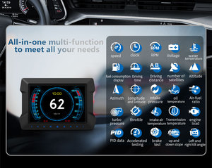 P22 Mais Recente Head up Display Digital Odômetro Segurança Alarme Água & Óleo Temp RPM OBD2 + GPS + Medidor de Inclinação HUD Carro Medidor Inteligente - Product Image 3