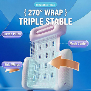Promotion estivale : Transat gonflable pliable avec dossier, flotteur aquatique pour adultes, lit flottant rayé - Product Image 3