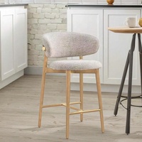 Tabouret de bar en bois massif de style nordique moderne, base en acier inoxydable, revêtement en tissu, usage commercial, restaurant, hôtel, bar/cuisine à domicile