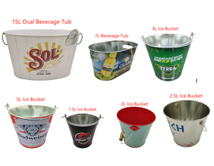 ถังน้ำแข็งโลหะชุบสังกะสีพร้อมที่เปิดขวดถังน้ำแข็ง15L 8L 5L ออกแบบโลโก้ได้ตามต้องการ - Product Image 1