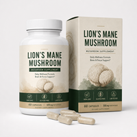 Extracto Premium de Hericium Erinaceus 1000mg, Hongo Melena de León, 30% Polisacáridos, Cápsulas para la Memoria y la Concentración, Marca Privada OEM