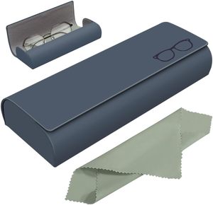 Étui à lunettes rectangulaire semi-rigide tendance en cuir PU avec fermeture magnétique, résistant aux chocs, pour la vente en gros - Product Image 5
