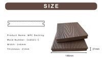 Plancher en composite bois-plastique (WPC) de première génération avec embossage 3D, solide et résistant