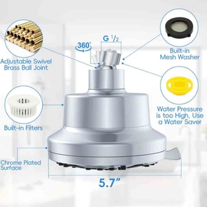 Cabezal de Ducha de Alta Presión Cromado de 5 Pulgadas con Rosca de 1/2 Pulgada, Cabezal de Ducha de Gran Caudal con Función Única para Baño - Product Image 5