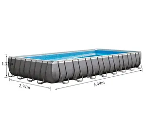 Лучшая распродажа, Летний большой прямоугольный бассейн intex 26378, включая насос, лестницу, ткань для грунта, покрытие