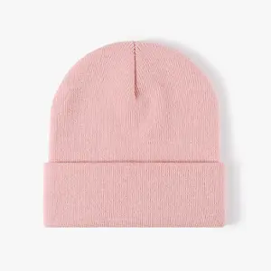 Wholesale Warm Winter Hat Man Woman Classic Acrylic Blank Custom Logo Knit Cuff Beanie Hats Winter Hat Knitted Custom Beanie