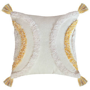 Housse de coussin carrée en coton fait à la main, simple, moderne, pour salon, prix d'usine, simple, blanc, géométrique, nouveau - Product Image 2
