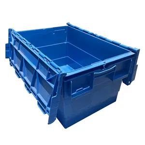 批发可堆叠塑料周转箱塑料存储容器带盖附盖容器出售