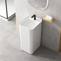 Lavabos sur pied en céramique au design moderne, carrés, pour villa, appartement, hôtel, finition brillante, faciles à nettoyer, autonomes, garantie 5 ans
