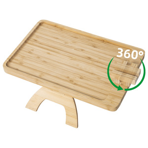 <b>Sofa</b> Armrest Side <b>Tray</b> Bamboo Wood Adjustable Height Mini Table For Living Room - Product Image 2