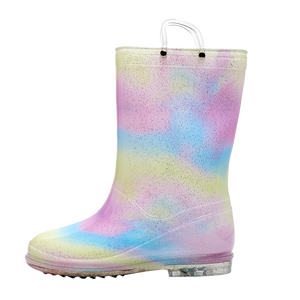 Nouveau modèle bottes de <span class=keywords><strong>pluie</strong></span> en caoutchouc pour enfants portable filles mode arc-en-ciel chaussures imperméables <span class=keywords><strong>22</strong></span>-40 grande <span class=keywords><strong>taille</strong></span> famille haute qualité usine - Product Image 5