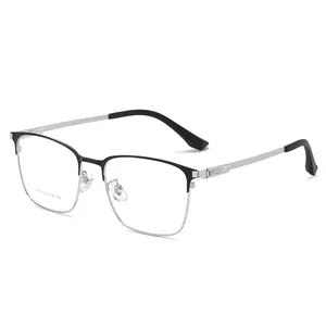 FANXUN6127 Schlussverkauf nichtmagnetische Titan-Metallbrille halbrahmen-optische schraubfreie Scharniere Gold Männer Frauen optimale Myopie