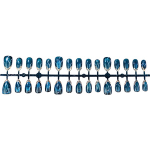 Lot de 30 faux <span class=keywords><strong>ongles</strong></span> à presser en amande, effet œil de chat <span class=keywords><strong>bleu</strong></span> <span class=keywords><strong>ciel</strong></span> étoilé, avec détails dorés français raffinés, pour un look transfrontalier explosif - Product Image 5