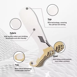 Oem Chất Lượng Cao Chất Liệu Nylon Tùy Chỉnh Thanh Niên Bóng Đá Grip Vớ Nén Dài Chống-Trượt Vớ Thể Thao Dưới Trắng Đen - Product Image 3