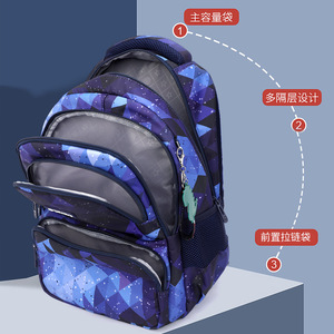 ZIRAN-U Geometric Pattern <b>Backpack</b> 15 Inches Multiple Pockets Soft Handle Unisex Daypack - Product Image 5