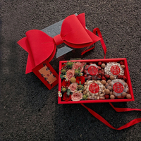 Caja de Regalo Transparente Reutilizable con Lazo Decorativo, Caja de Empaque Floral para Bodas, Logotipo de Marca Personalizado Disponible