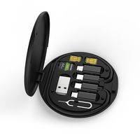 Câble C vers C 60w Voyage 6 en 1 Boîte de rangement Adaptateur OTG Kit de câble de charge de téléphone multifonctionnel Comprend un câble USB C 3 adaptateurs USB
