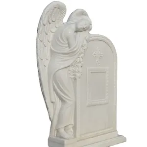 Carved Natural White Marble Angel Tombstone Monument