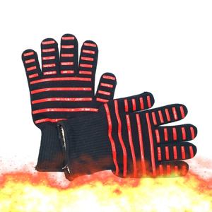 Guantes de barbacoa ignífugos recubiertos de silicona, guantes protectores lavables de fibra de aramida, guantes de seguridad resistentes al calor - Product Image 1