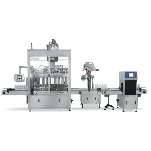 customize serve motor fresh milk Linear bottle filling sealing labeling machine food packing product line