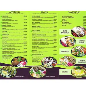 A4 hotel custom top grade restaurant supplies menu cover