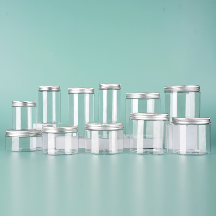 50g 100g 150g 200g Food Grade PET Containers Plastic Jar Clear Plastic PET Jar Container With Aluminum Lid