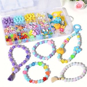 Kit de Cuentas para Hacer Pulseras y Llaveros DIY para Niños, Cuentas de Plástico Acrílico Mixtas, Set de Fabricación de Joyas con Dijes, Borlas y Cierres - Product Image 4