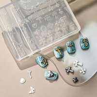 Moule à ongles en silicone 3D motif croix gothique, moule à ongles punk sombre, moule en silicone pour nail art avec motif croix en relief