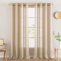 Rideaux modernes en lin tissé avec œillets intégrés, blancs, pour chambre à coucher, salon, fenêtre française, personnalisables, toutes saisons, semi-transparents, légers