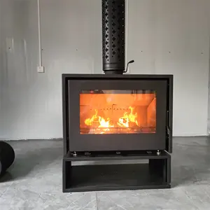 Cocina sin humo y calefacción de carbón, ventanas panorámicas de pie, hierro fundido, estufa de madera, con puertas de extremo, chimenea interior