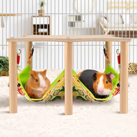 Lit suspendu en bois pour petits animaux, hamster, cochon d'Inde, avec support en bois, plateforme, maison pour hamster