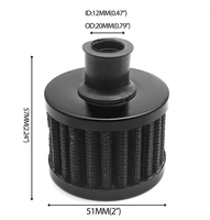 Filtre à air pour moto et voiture de 12 mm, mini filtre d'admission de style champignon, pièce de modification