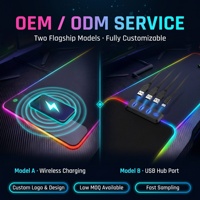 Tapis de souris de jeu magnétique RGB imperméable avec chargeur de téléphone 15W, grand tapis de souris LED étendu, OEM ODM, caoutchouc naturel écologique