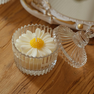 LO97 nuovo arrivo Custom Private Label Designer candele profumate fiore piccola Daisy candela di vetro per la decorazione di nozze - Product Image 4