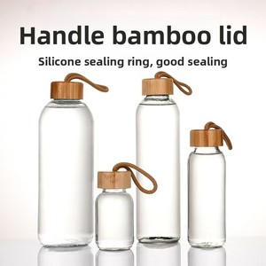 Bouteille d'<span class=keywords><strong>eau</strong></span> en verre transfrontalière avec couvercle en bambou, bouchon hermétique, écologique, anti-fuite, résistante aux hautes températures, sans filtre - Product Image 6