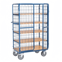 Chariot logistique OEM ALLWORLD CH05102 robuste à quatre roues, avec cage en fil d'acier, capacité 500 kg, dimensions 800*600*1700, revêtement poudré