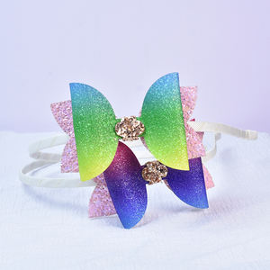 ใหม่ล่าสุดประดับเลื่อมหนังสำหรับเด็กโบว์คู่เครื่องประดับผมสไตล์หวานสำหรับฤดูร้อนของขวัญที่คาดผม - Product Image 6