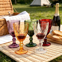 Gobelet à vin en plastique transparent bleu vintage, jetable, pour événements et fêtes, style rétro, idéal pour les fournitures de verres.